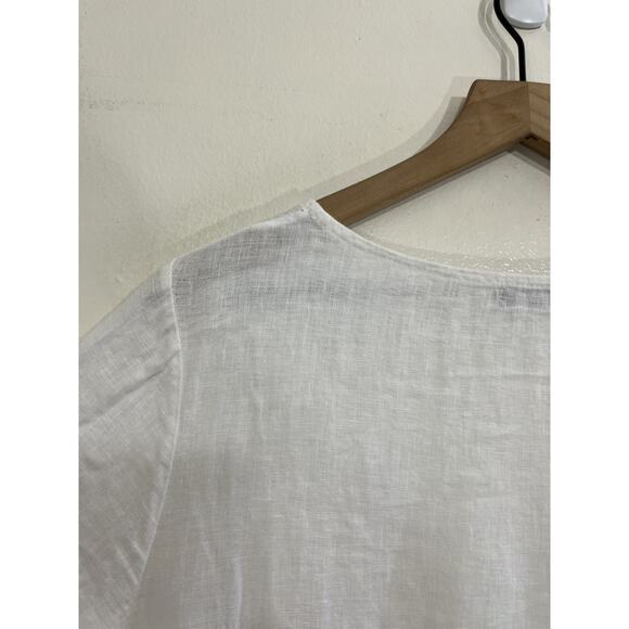 Coastal Rustic Cabincore Boho Cottagecore Linen Top M Italy Prairie Minimalist - Picture 12 of 16